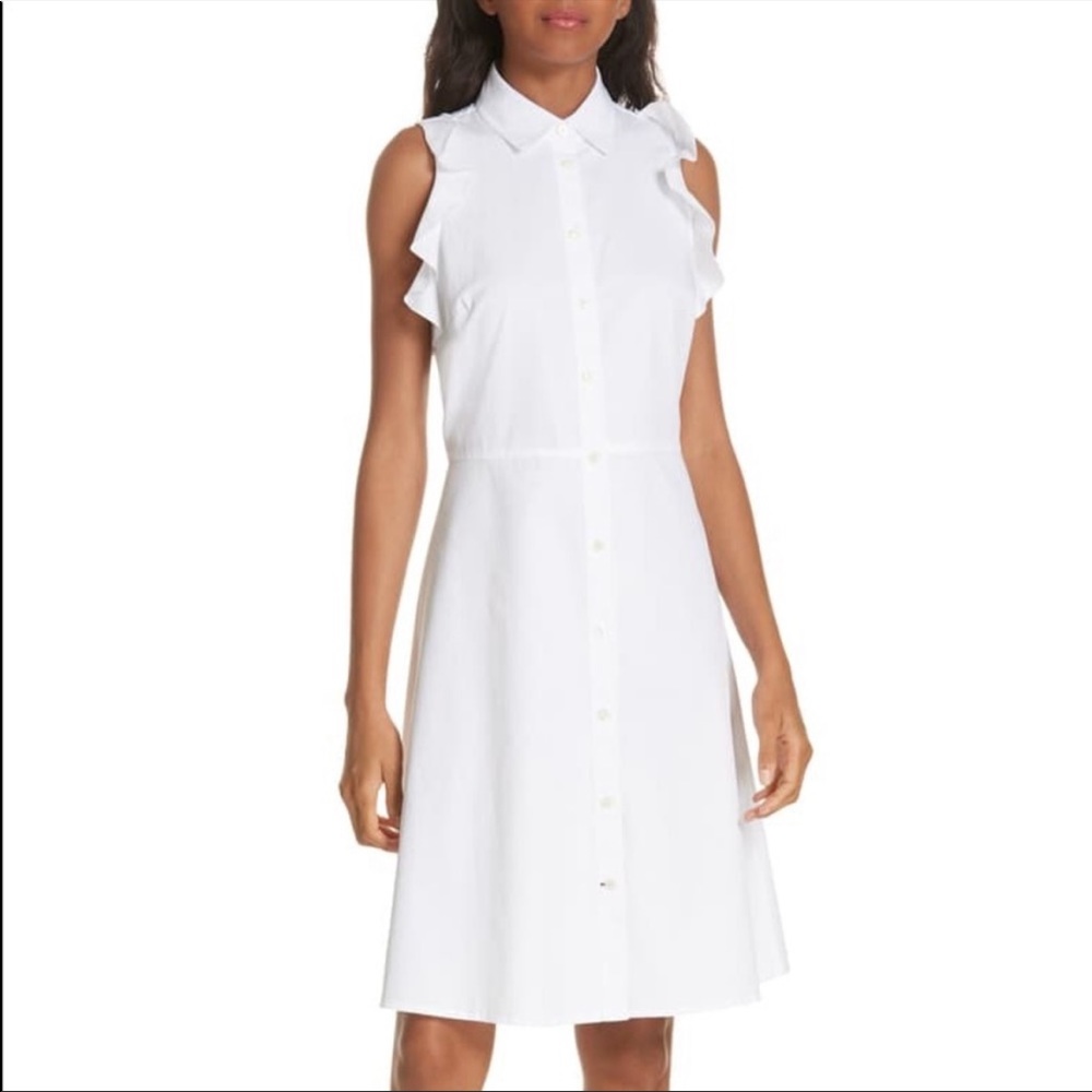 White Size 10 Kate Spade Bridal Shirt Dress